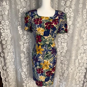 VTG Maggie London Petites Multicolor Silk Lined Floral Print Shift Dress SZ 12P - Picture 1 of 24