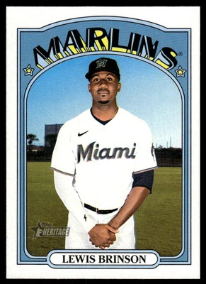 2021 Topps Heritage #708 Lewis Brinson Miami Marlins Baseball SHORT PRINT - Image 1 of 2