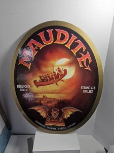 Publicidad de cartón de cerveza Maudite Quebec-Canadá Breweriana 2 caras - Imagen 1 de 4