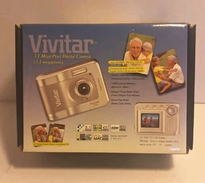 Vivitar ViviCam 3750 Digital Camera Silver 3.1MP ,case & All Cords,Tested Works  - Picture 1 of 16