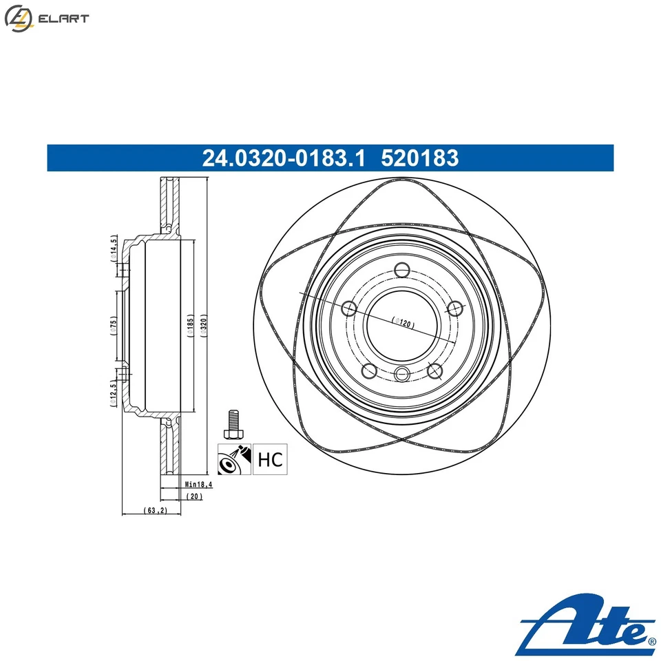 2x BRAKE DISC 24.0320-0183.1 FOR BMW 5/E61/E60 N43B20A N47D20C/A M47D20 2.0L - Image 1 of 4