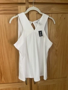 White House Black Market camicia top bianco Halter donna sm nuova con etichetta - Foto 1 di 3