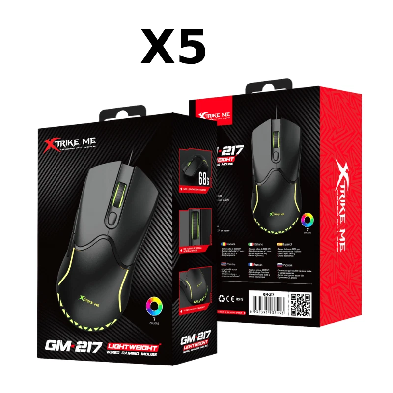 Job Lot 5× XTrike Me GM-217 RGB Gaming Mouse 3600 DPI USB - Trade & Wholesale - Image 1 of 4