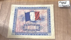 Frankreich 2 Francs 1944 Zweiter Weltkrieg Alliiertes Militärkommando Banknote AU - Bild 1 von 6