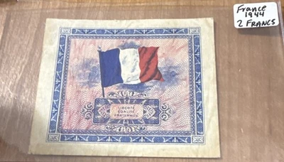 France 2 Francs 1944 World War II ALLIED MILITARY COMMAND BANKNOTE AU - Image 1 of 4