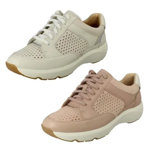 Damen Clarks Leder Freizeit Schnürer Sommer Turnschuhe Tivoli Wandern - Bild 1 von 19