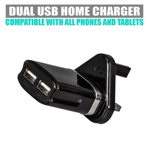 Dual USB Home Charger Mains 3 Pin UK Wall Plug Adapter Charging for Phones Home - Picture 1 of 27