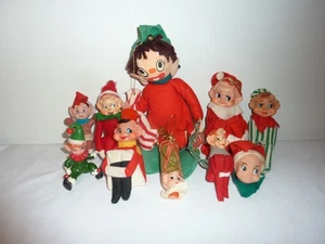 Raro Lote de 10 Abrazadores de Rodilla Vintage Navidad Pixies Elfos 1 Movimientos Cabeza! - Imagen 1 de 8