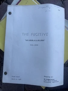 THE FUGITIVE 1965 TV script, David Janssen last second of a big dream RARE - Picture 1 of 20