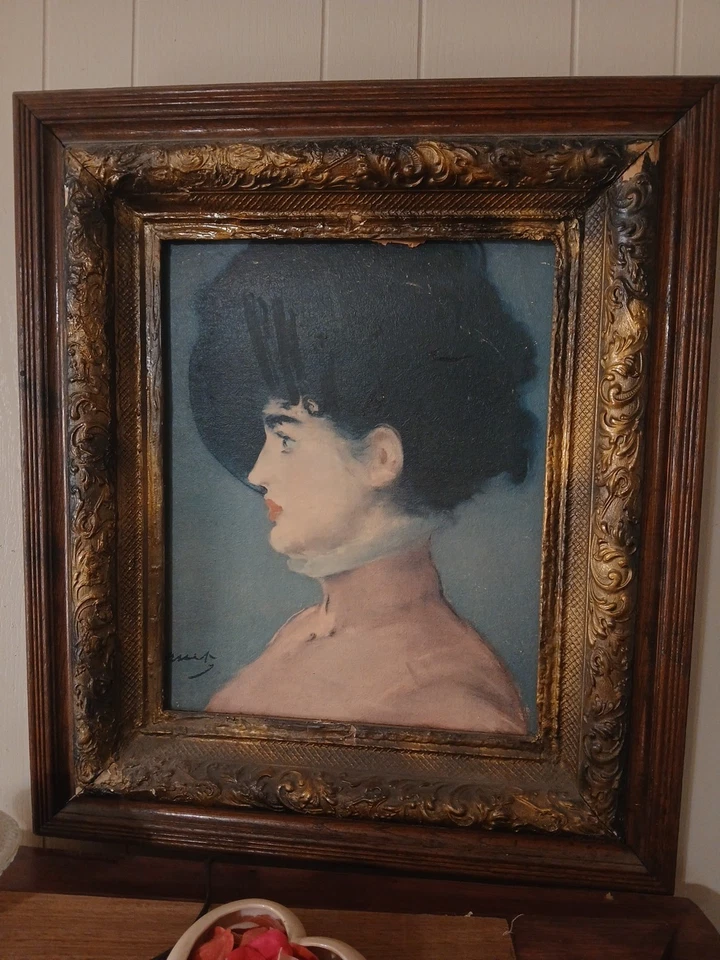 Quadro Art Deco esculpido à mão Irma Brunne por Édouard Manet arte de parede pendurada 29x22 - Imagem 1 de 1