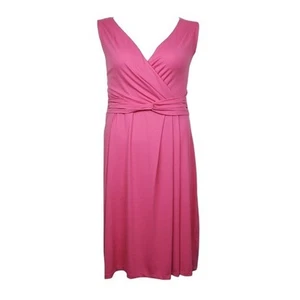 Talbots Damen ärmellos rosa V-Ausschnitt Twist Knoten Midikleid Größe 12 neu mit Etikett - Bild 1 von 7