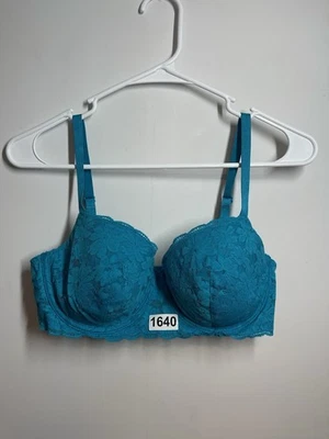 Sujetador Balconette de Encaje No Boundaries 36D Azul Turquesa Con Aros Convertible Foto 1 de 4