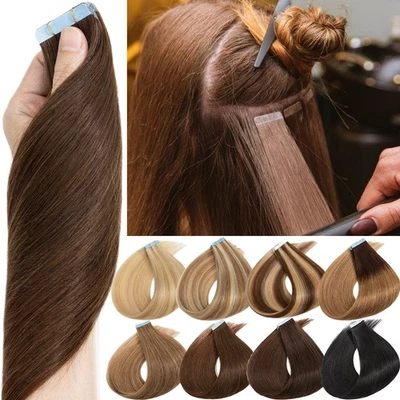 Cinta invisible en extensiones de cabello Remy 100 % humano trama de piel natural morena Foto 1 de 4