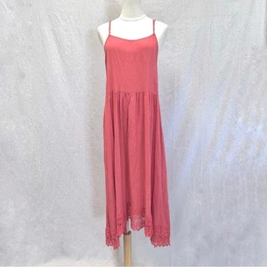 Free People Midi-Schlupfkleid koralle Häkelbesatz Größe Small Landhauskern Small - Bild 1 von 15