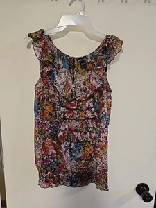 Wet Seal geblümtes Rüschen-Top, Tanktop, Damen mehrfarbig Größe Large  - Bild 1 von 8