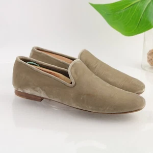 Vince Bray Venetian Loafer Women's Size 7 Taupe Gray Crushed Velvet Flat Italy - Picture 1 of 12