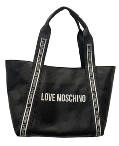 Love Moschino Purse Borsa Vit Black Genuine Leather Tote Bag - Picture 1 of 6