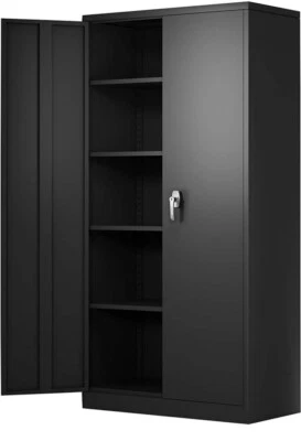 Locking Metal Cabinet 4 Adjustable Shelves Metal Storage Cabinet with 70.8"H - Image 1 of 4