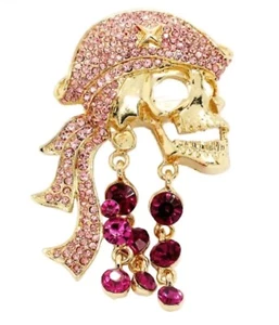 Halloween Pin Pirate Skull Pendant Loop Fashion jewelry NEW Free Ship 3 Inches - Picture 1 of 1