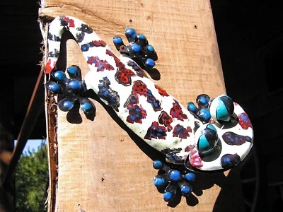 Металлическая художественная садовая скульптура геккона, ручная роспись, красочная ящерица 25 - Изображение 1 из 4