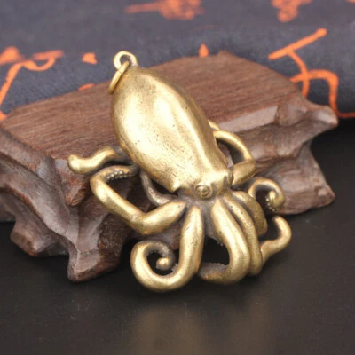 Antique Bronze Casting Octopus Statue Animal Sculpture Collect Pendant Netsuke - Image 1 of 4