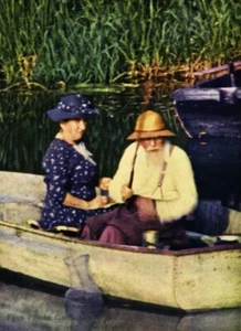 1951 IRING PENN Paris River Seine Man Woman Fishing Boat Canoe Photo Litho Art - Picture 1 of 1