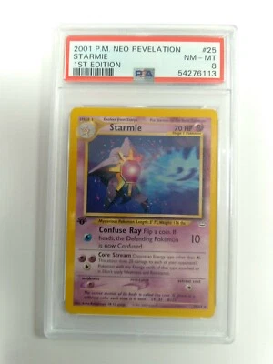 Graded PSA 8 2001 P.M. Neo Revelation - Starmie - 1st Edition #25 POKEMON - Image 1 of 3