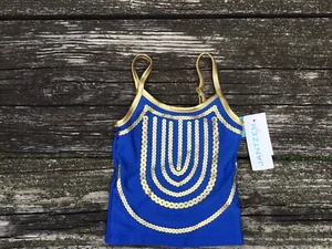 NWT Jantzen Girls Swim Tankini Top Size 4 Blue Gold  - Picture 1 of 5