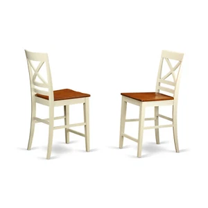 Set of 4 Quincy 24" kitchen counter height wood seat chairs in buttermilk cherry - Picture 1 of 10