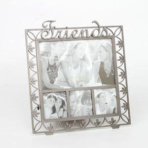 Fetco Home Decor Pewter/Silver Friends 4 Photo Collage Photograph Frame Pictures - Picture 1 of 3
