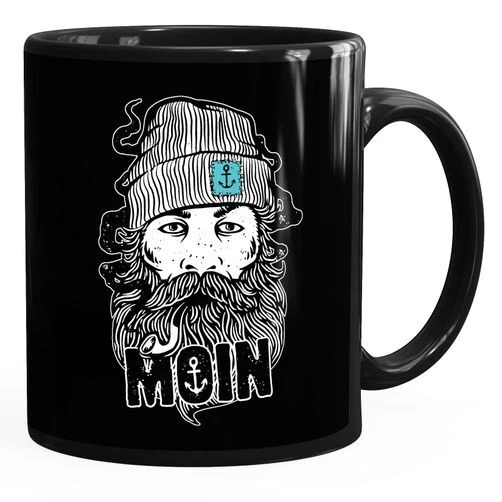 Kaffee-Tasse Moin Kapitän Bart Anker Nordisch Nordmann Norddeutsch Guten Morgen - Bild 1 von 1