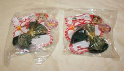 Rubie's Pet Shop 2 Pack Jolly Hair Bow Holiday Green Star Christmas Dog Cat - Image 1 of 4
