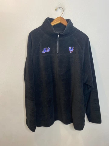 Majestic MLB Zip Fleece New York Mets Pullover Sweater Men's Size L Black B41 Cover
