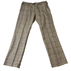 Armani Mens Trousers 32 30 Tartan Plaid Pleated Dress Pants Wool Smart Wedding - Picture 1 of 12