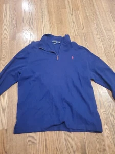 Polo Ralph Lauren Estate Rib Sweater Mens Large 1/4 Zip Navy Blue - Picture 1 of 4