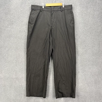 Gap Pants Mens 35X32 Gray Striped Flat Front Straight Leg Dress Pants pocket - Image 1 of 4