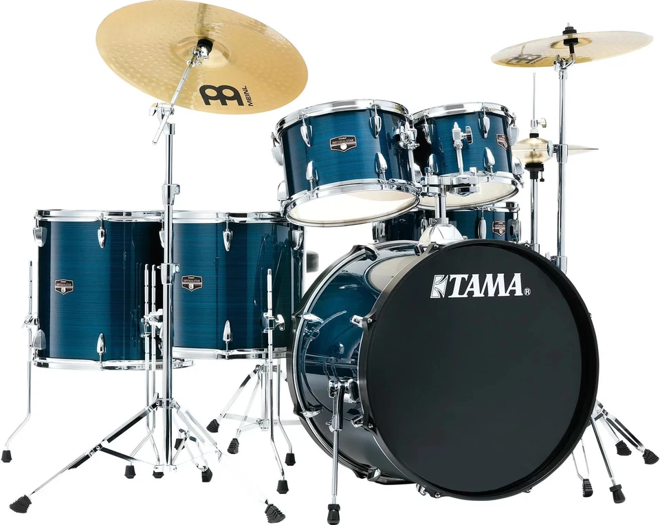 TAMA Imperialstar 6-PC Complete Kit w/ Meinl HCS cymbals Hairline Blue IE62CHLB