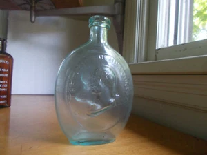 1860s GEN.TAYLOR NEVER SURRENDERS WASHINGTON PINT HISTORICAL FLASK APPLIED LIP - Picture 1 of 8
