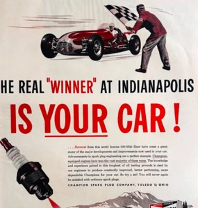 1953 Champion Świece zapłonowe Reklama Automobilia Indianapolis DWWW13 - Zdjęcie 1 z 2