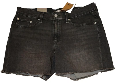 Levi's Women's Mid Rise Mid-Length Stretch Shorts - Scuffed Black Size 31 - Image 1 of 4