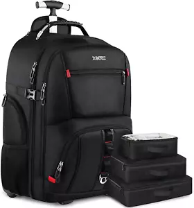 Rolling Backpack, Travel Backpack with Wheels, Carry on Luggage with 3 Travel - Picture 1 of 8
