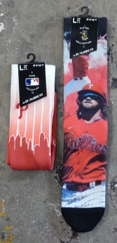 Philadelphia Phillies 2 Pack Crew Socks Mens Gift Large Skyline Harper Voltage Cover