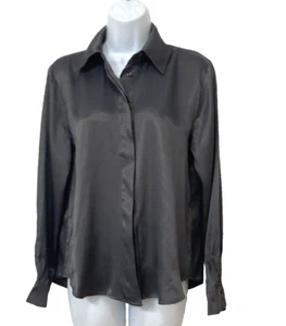 ZARA GREY SATIN BUTTON-UP BLOUSE, WOMEN'S XS, NWOT - Picture 1 of 5