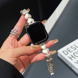 Bracelet coeur métal strass bracelet habillé pour iWatch série 10 42mm 46mm bracelet - Photo 1 sur 13