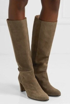 NUEVO CON ETIQUETAS ALEXANDRE BIRMAN Rachel Marrón Nogal Gamuza Tacón Alto Botas Bloque 41.5 Foto 1 de 4