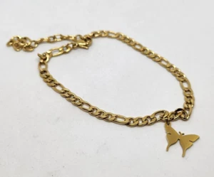 Butterfly Chain Anklet Gold Tone - Picture 1 of 6