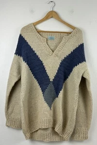 Vintage Woolies Ecuador Woll Strick Pullover weiß blau - Bild 1 von 11