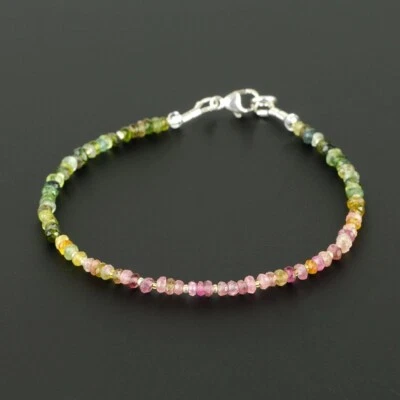 Pulsera mujer sandía turmalina facetada rondelle 2-3 mm cuentas piedras preciosas 6-8" Foto 1 de 4