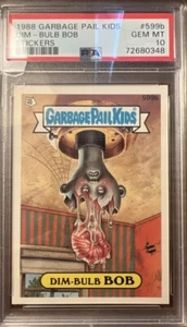 Pop 4 1988 GARBAGE PAIL KIDS STICKERS Dim Bulb Bob PSA 10 Graded Gem Mint Card - Picture 1 of 2