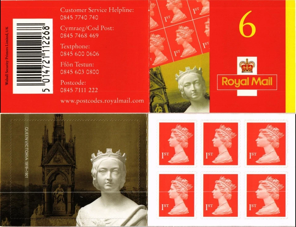 GB 2001 Yvert C 2042a-2 booklet 6x1st Walsall Queen Victoria - Image 1 of 1